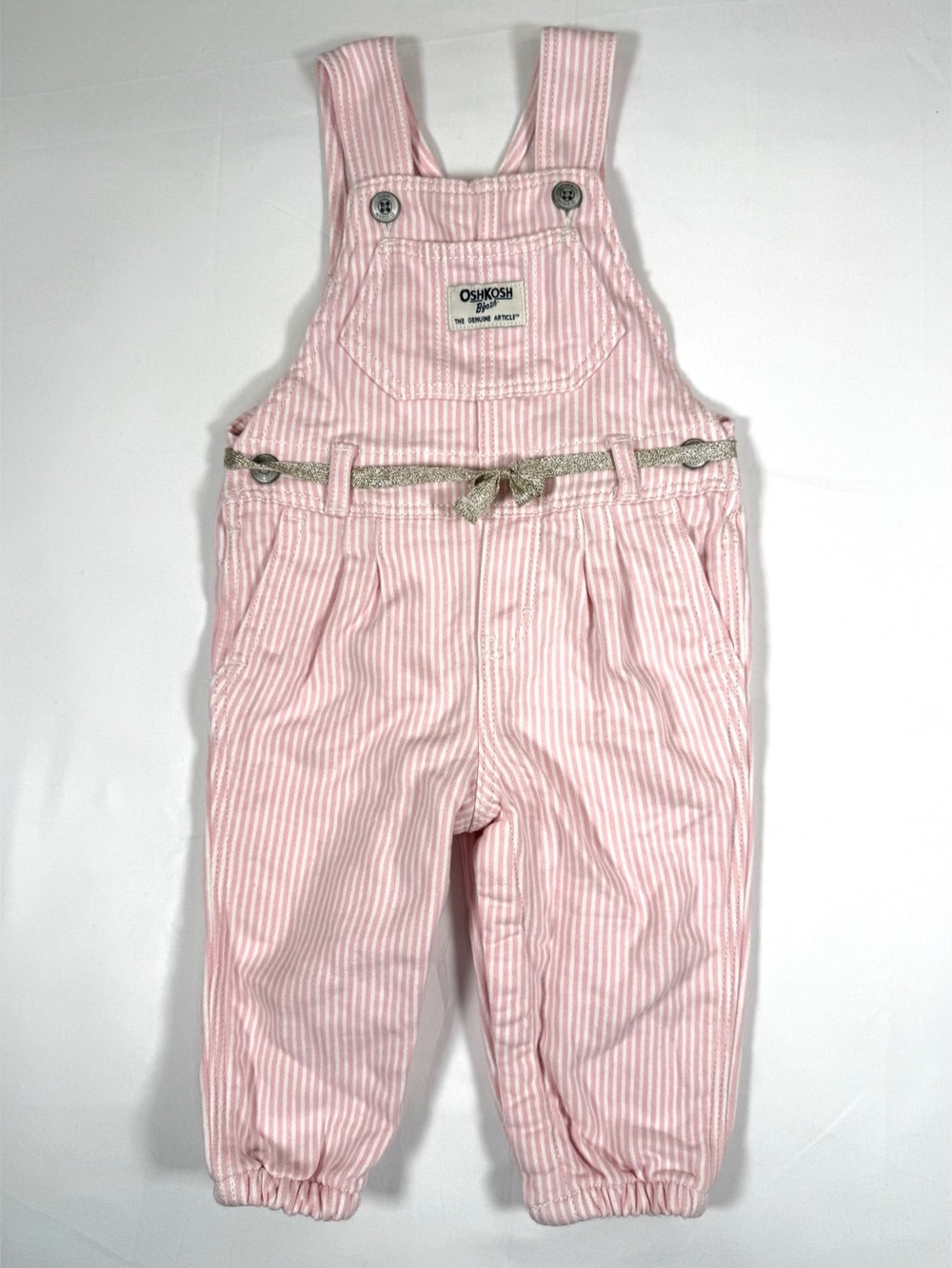 OSHKOSH BGOSH Girls Pink Stripe Overalls Size 9M Stripe Knit‎ Jumpsuit Classic